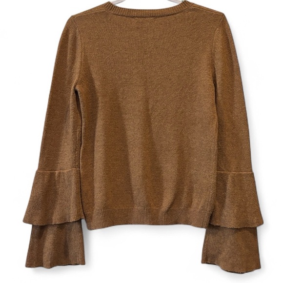J. Crew Mercantile Tan Brown Knit Sweater Medium Layered Bell Sleeves Wool Blend - Picture 5 of 8